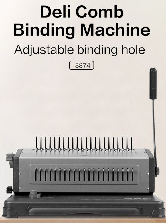 【Deli Official】 DELI-Office Equipment DELI 3874 BINDING MACHINE STEEL HEAVY DUTY PUNCH CAPACITY 25 SHEETS BIND CAPACITY 450 SHEETS Adjustable Paper Guide