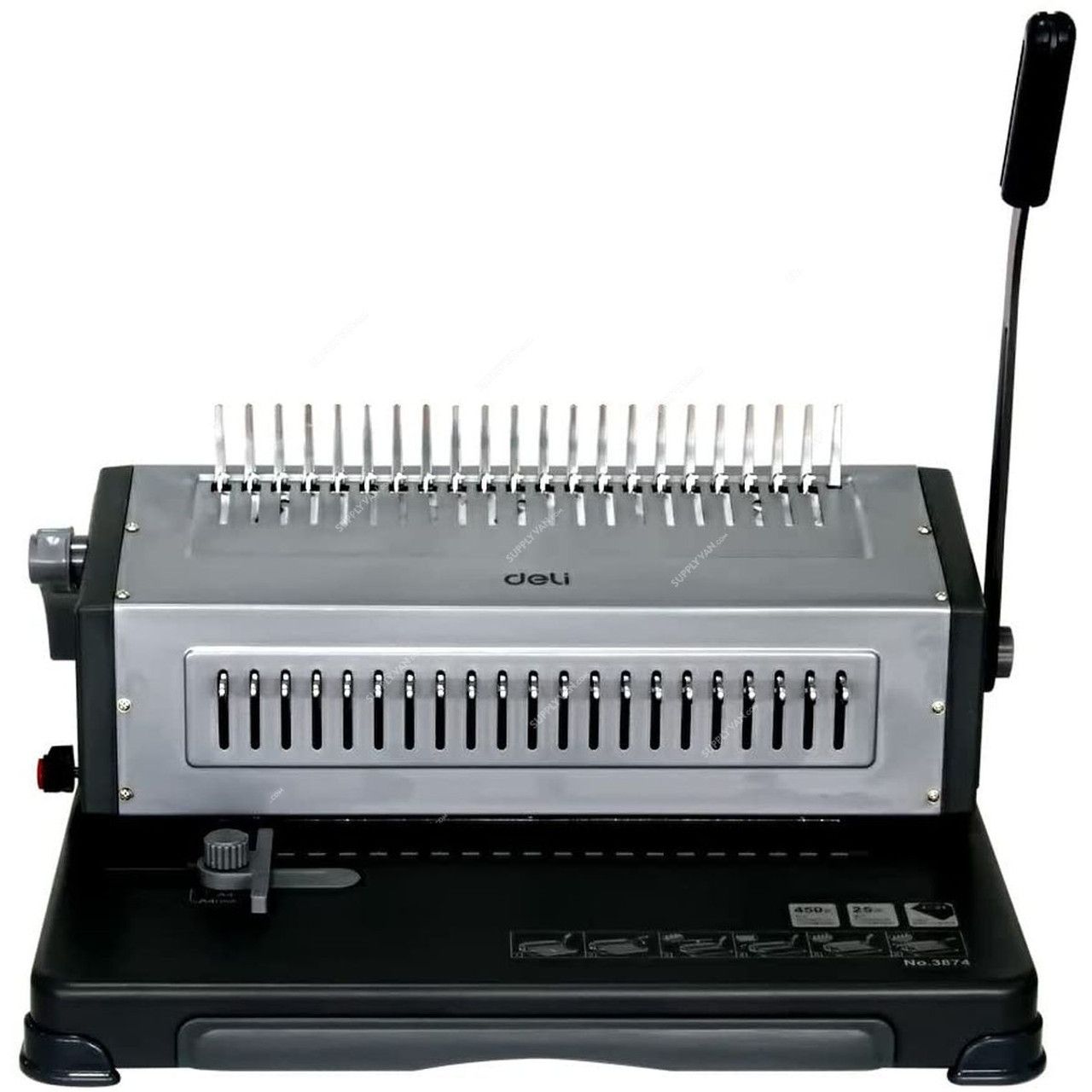 【Deli Official】 DELI-Office Equipment DELI 3874 BINDING MACHINE STEEL HEAVY DUTY PUNCH CAPACITY 25 SHEETS BIND CAPACITY 450 SHEETS Adjustable Paper Guide