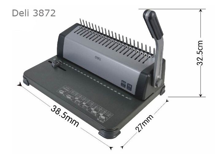【Deli Official】DELI-Office Equipment DELI 3872 BINDING MACHINE STEEL - PUNCH CAPACITY = 15 SHEETS / BIND CAPACITY 15-Sheet Punch, 425-Sheet Bind Capacity, Adjustable Margin, Heavy-Duty