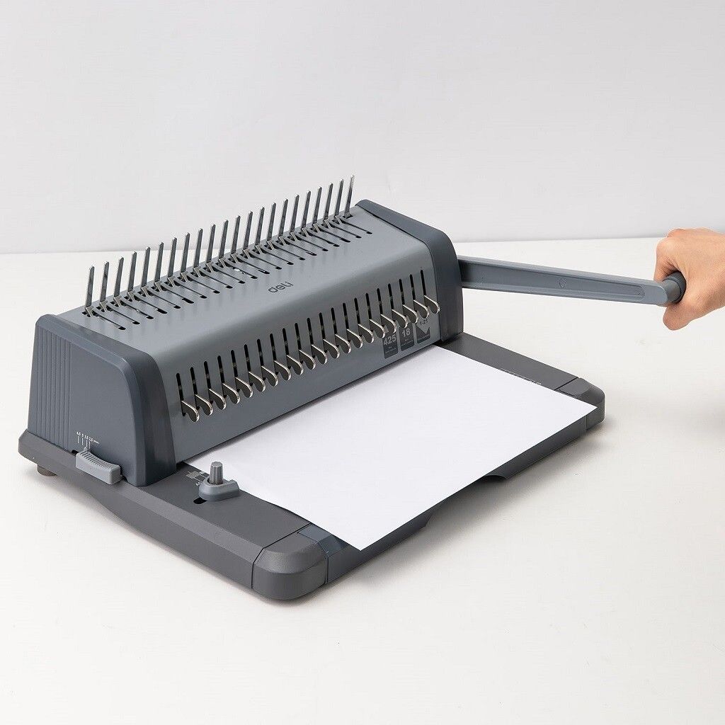 【Deli Official】DELI-Office Equipment DELI 3872 BINDING MACHINE STEEL - PUNCH CAPACITY = 15 SHEETS / BIND CAPACITY 15-Sheet Punch, 425-Sheet Bind Capacity, Adjustable Margin, Heavy-Duty