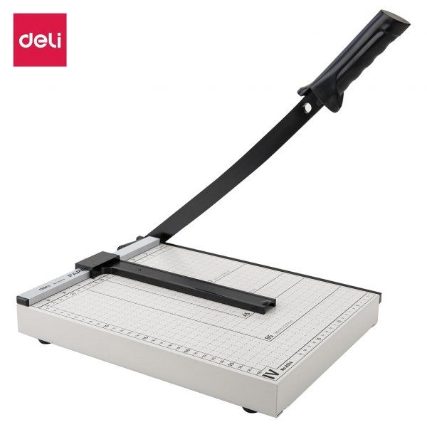 【Deli Official】DELI-Office Equipment  DELI E8014 STEEL PAPER TRIMMER A4 12x10 - Guillotine Cutter, 12-Sheet Capacity, Steel Base, Anti-Slip Feet Metric & Inch Scale Safety Lock