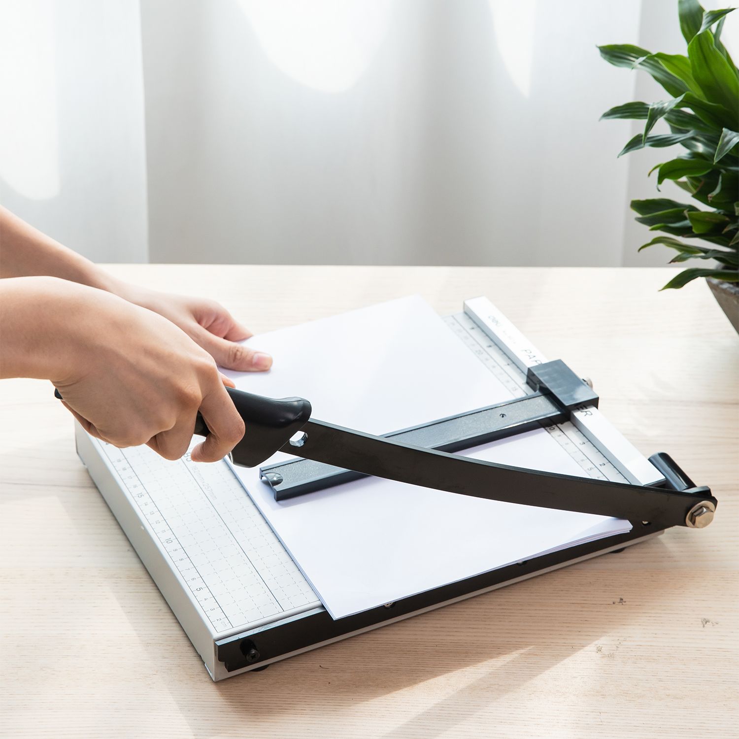 【Deli Official】DELI-Office Equipment  DELI E8014 STEEL PAPER TRIMMER A4 12x10 - Guillotine Cutter, 12-Sheet Capacity, Steel Base, Anti-Slip Feet Metric & Inch Scale Safety Lock