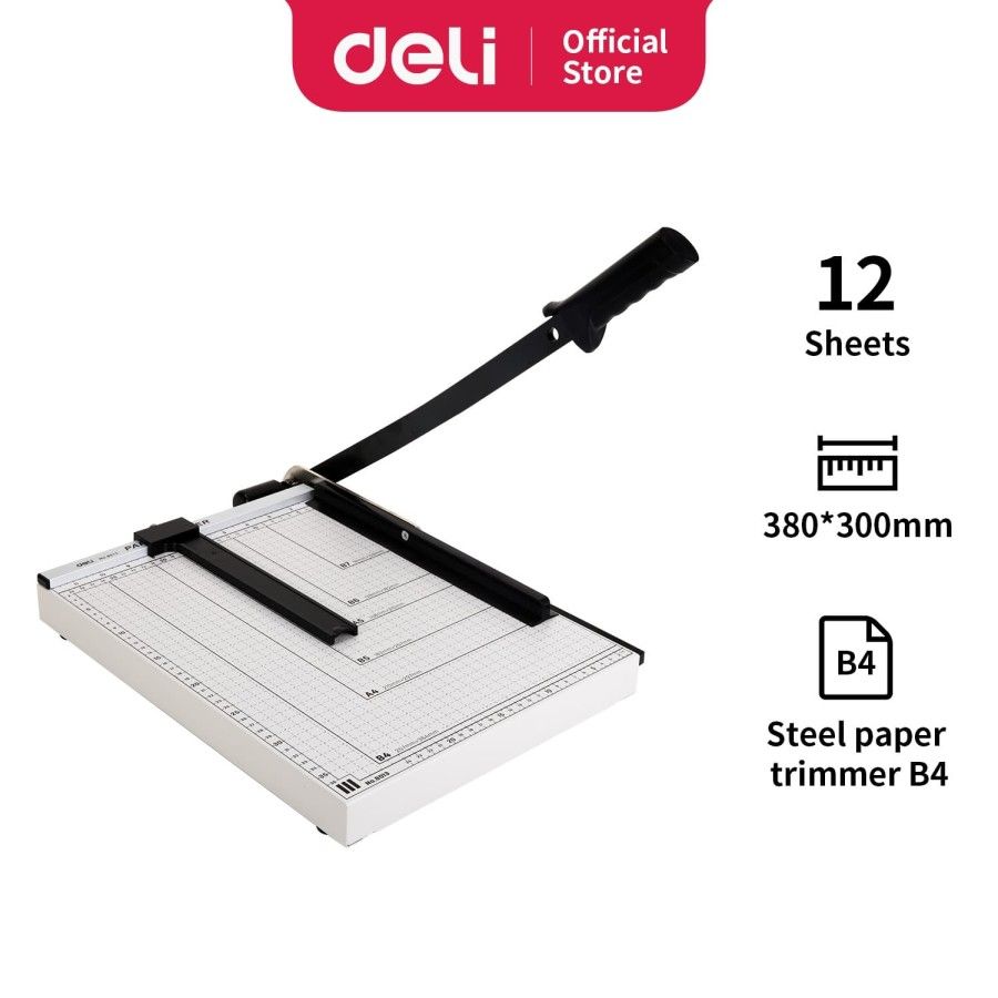【Deli Official】DELI-Office Equipment DELI E8013 STEEL PAPER TRIMMER B4 15x12 - Heavy Duty Guillotine Cutter 10-Sheet Capacity Steel Base Precision Ruler Safety Lock Ideal for Office School & Craft