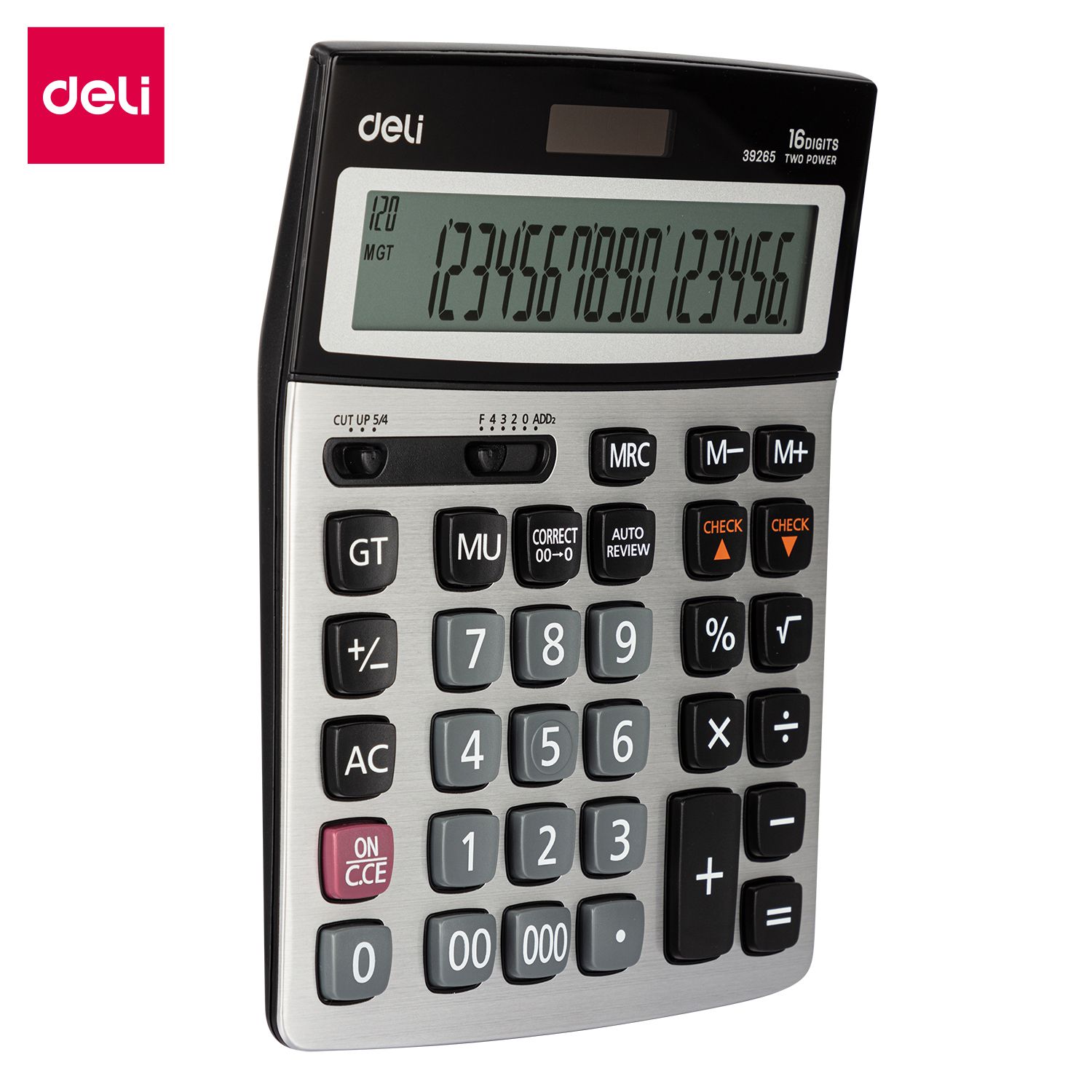 【Special Deal】 DELI-Office Supplies  DELI CORE E39265 120-CHECK CALCULATOR 16-DIGIT METAL Dual Power Source Auto Power Off Memory Functions