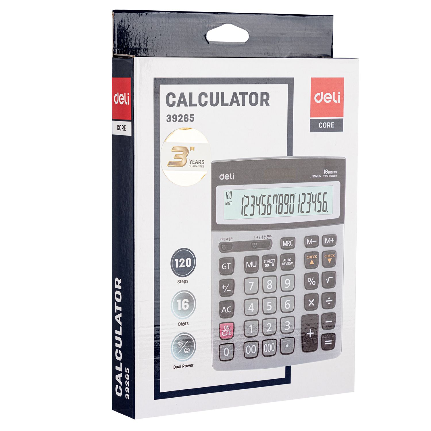 【Special Deal】 DELI-Office Supplies  DELI CORE E39265 120-CHECK CALCULATOR 16-DIGIT METAL Dual Power Source Auto Power Off Memory Functions
