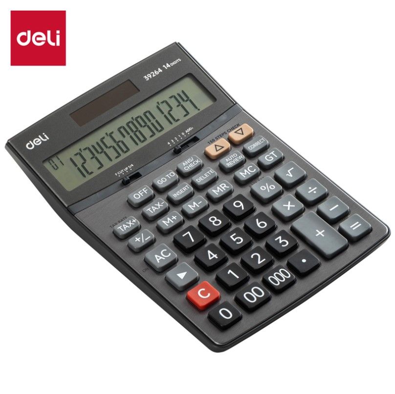 【Deli Official】 DELI-Office Supplies DELI EXCEED E39264 150-CHECK TAX CALCULATOR 14-DIGIT METAL Tax Calculation Function Dual Power Source