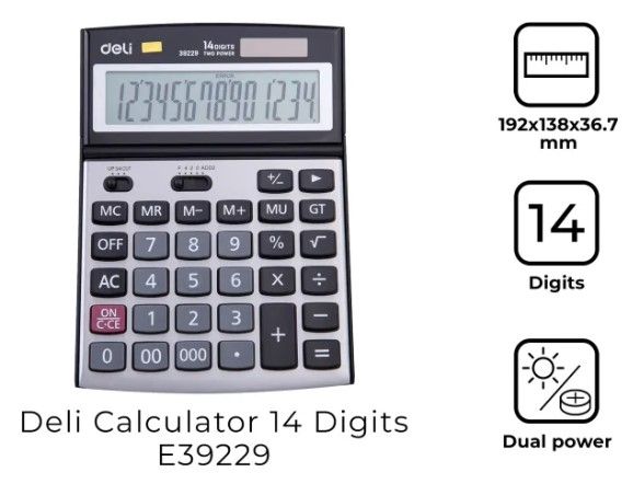 [ Special Deal ] DELI-Office Supplies DELI CORE E39229 CALCULATOR 14-DIGIT METAL Auto Power Off Tax Calculation Function Additional Functions