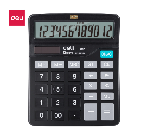 【Deli Official】DELI-Office Supplies DELI EASY E837 CALCULATOR 12-DIGIT - 12-Digit Dual Power with Tilted LCD Display