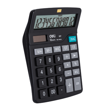 【Deli Official】DELI-Office Supplies DELI EASY E837 CALCULATOR 12-DIGIT - 12-Digit Dual Power with Tilted LCD Display
