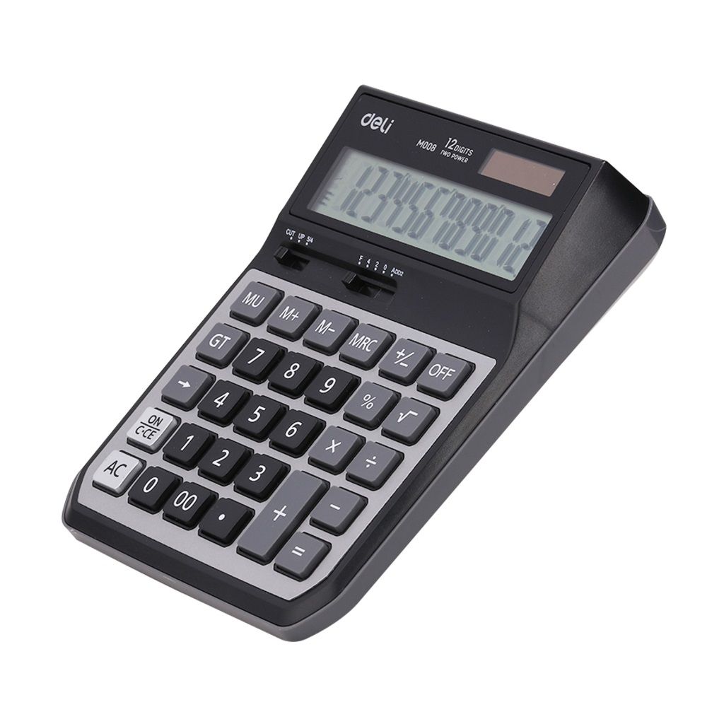 [ Special Deal ]Deli -Office Supplies Deli Classic  M008 Calculator 12-Digit Metal  Dual Power Large and clear LCD
