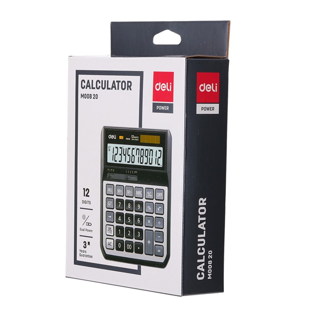 [ Special Deal ]Deli -Office Supplies Deli Classic  M008 Calculator 12-Digit Metal  Dual Power Large and clear LCD