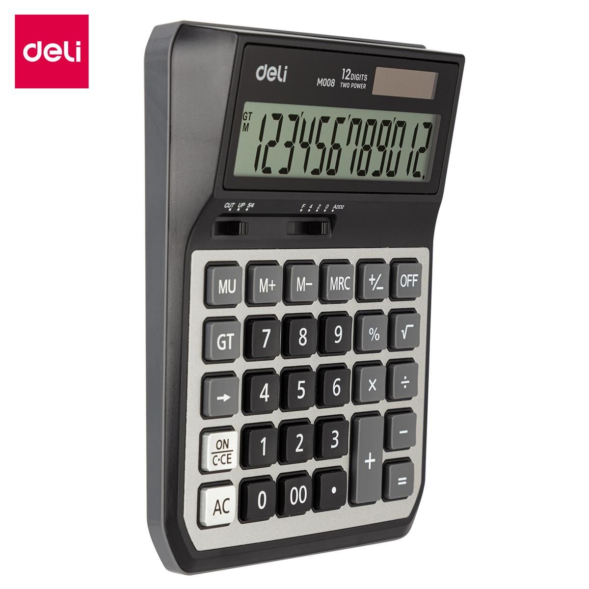 [ Special Deal ]Deli -Office Supplies Deli Classic  M008 Calculator 12-Digit Metal  Dual Power Large and clear LCD