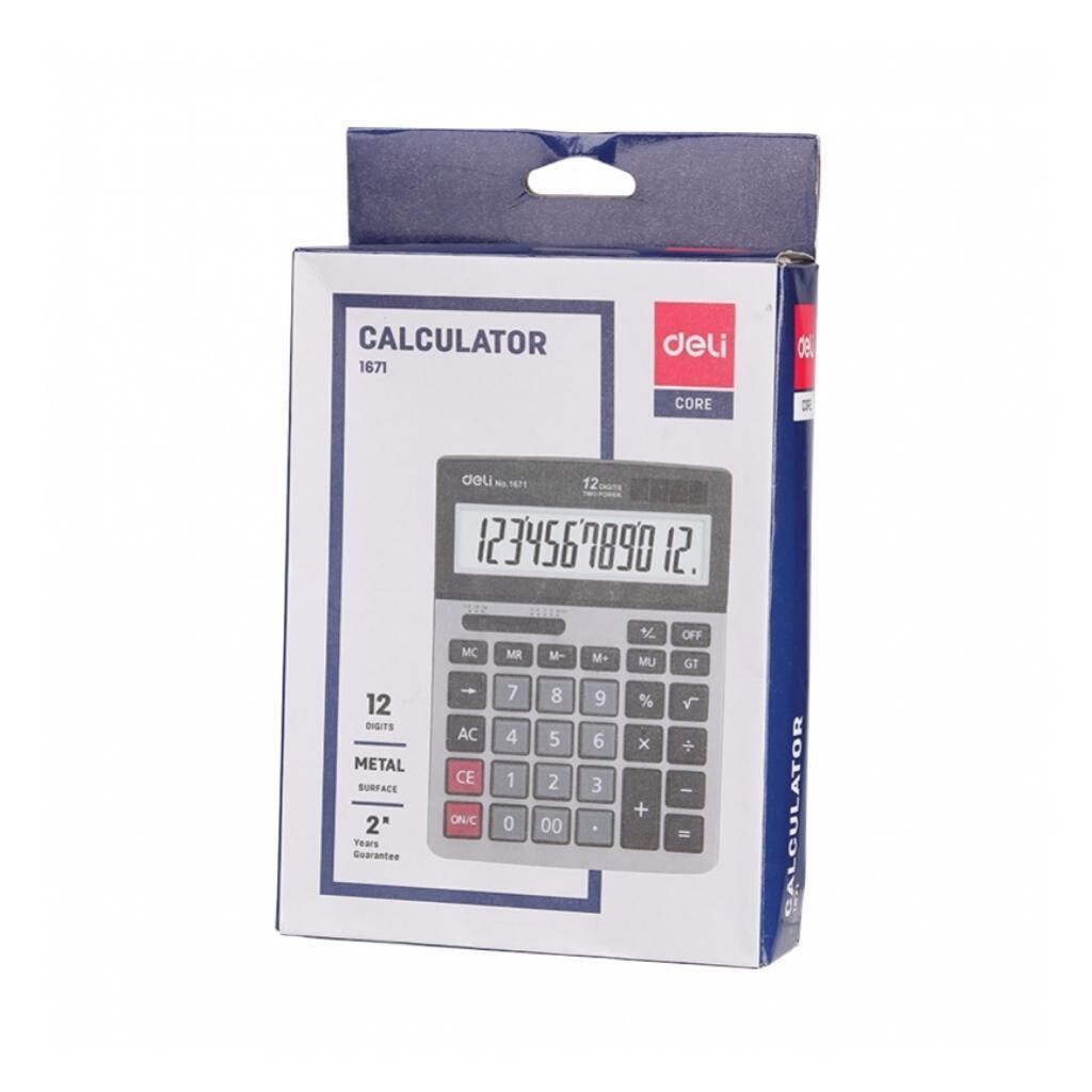 [ Special Deal ] Deli-Office Supplies Deli Core E1671 Calculator 12-Digit Metal  Dual Power Source  Durable Metal Panel Design  Multi-Function Capability