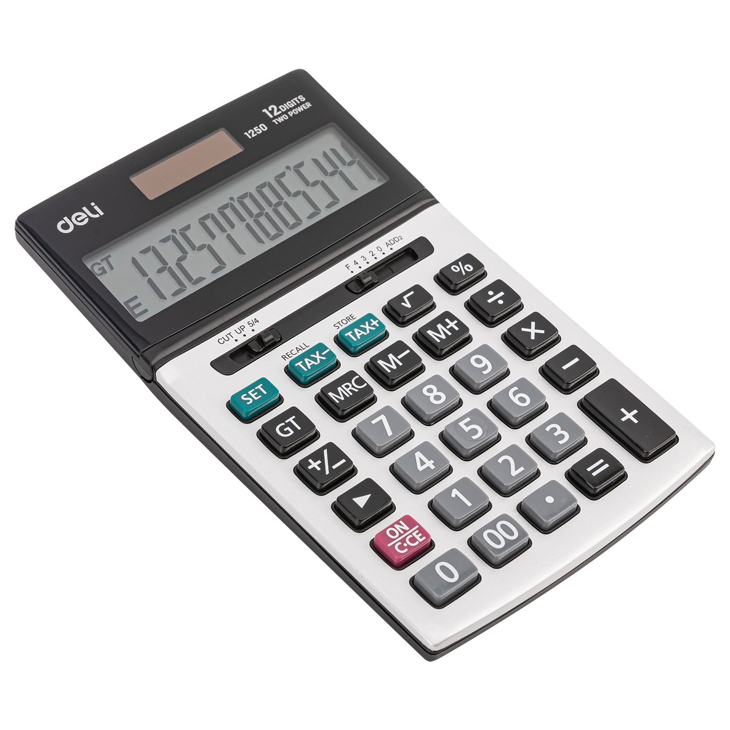 [ Special Deal ] DELI-Office Supplies Deli Core E1250 Tax Calculator 12-Digit Metal With Tilt-Display Durable design with metal faceplate Tax calculation functions