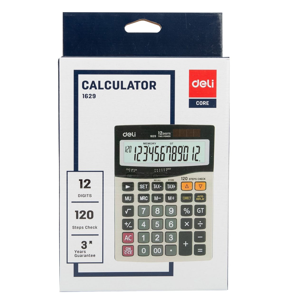 [ Special Deal ] Deli-Office Supplies Deli Classic E1629 120-Check Tax Calculator  12-Digit Metal  Durable Metal Front Panel Tax Calculation Functionality  Auto Power-Off Feature