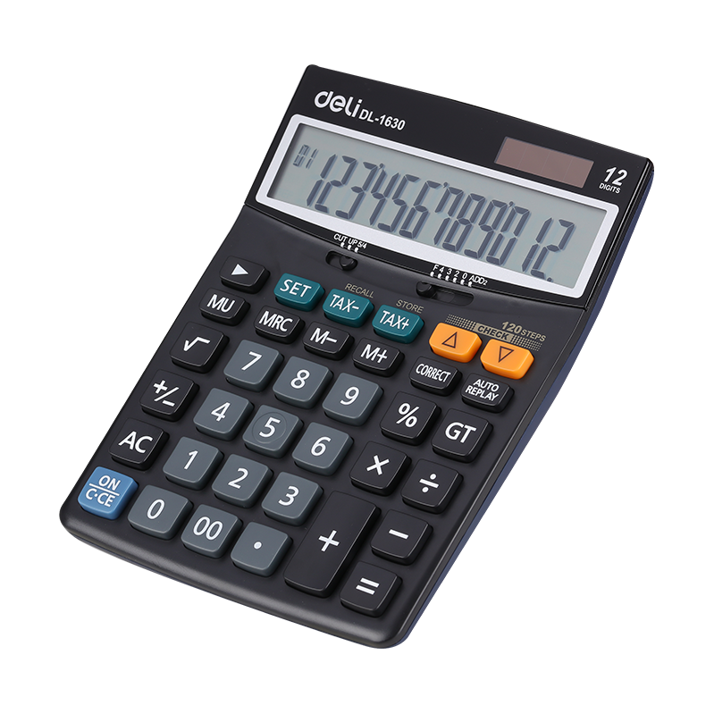 [ Special Deal ] Deli -Office Supplies Deli Classic E1630 120-Check Tax Calculator 12-Digit  Dual Power Source User-Friendly Design Durable Build