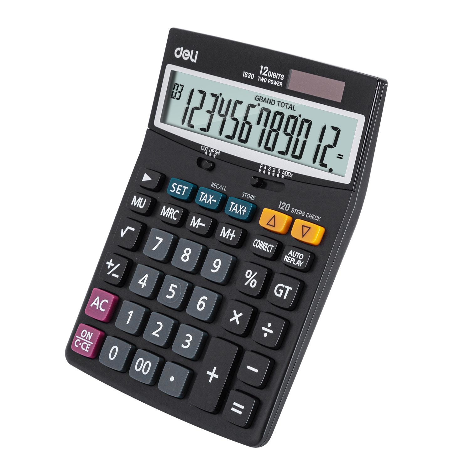 [ Special Deal ] Deli -Office Supplies Deli Classic E1630 120-Check Tax Calculator 12-Digit  Dual Power Source User-Friendly Design Durable Build