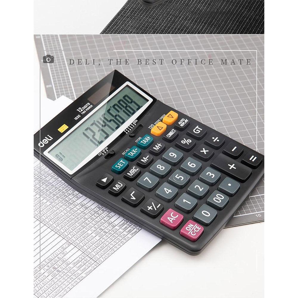 [ Special Deal ] Deli -Office Supplies Deli Classic E1630 120-Check Tax Calculator 12-Digit  Dual Power Source User-Friendly Design Durable Build