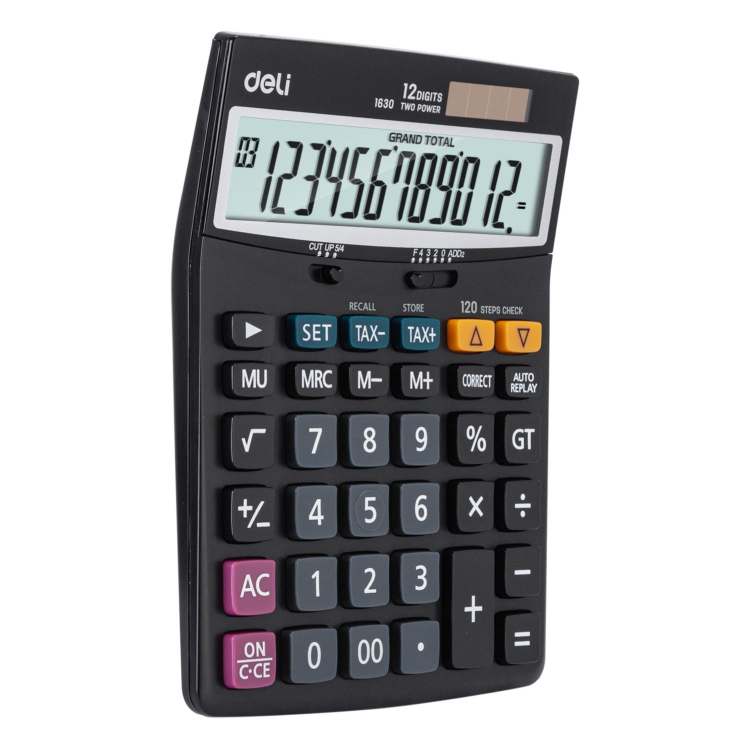 [ Special Deal ] Deli -Office Supplies Deli Classic E1630 120-Check Tax Calculator 12-Digit  Dual Power Source User-Friendly Design Durable Build