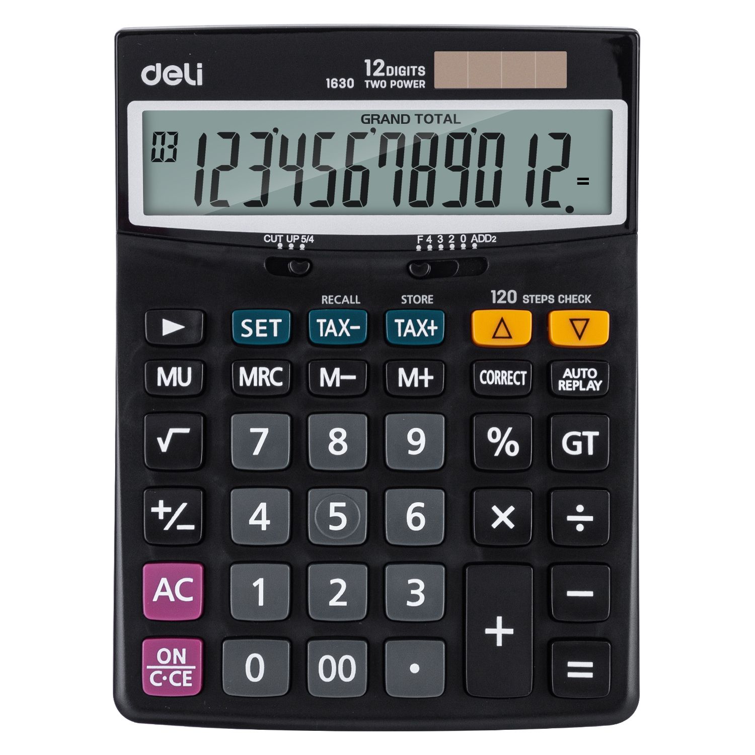 [ Special Deal ] Deli -Office Supplies Deli Classic E1630 120-Check Tax Calculator 12-Digit  Dual Power Source User-Friendly Design Durable Build