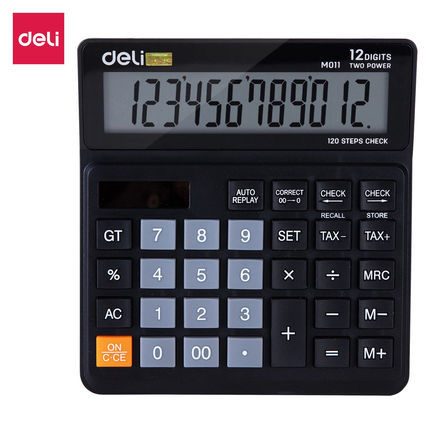 【Deli Official】Deli -Office Supplies Deli Smart  M011 120-Check Tax Calculator 12-Digit  Dual Power Office Desktop Use  Built-in Tax Calculation Keys