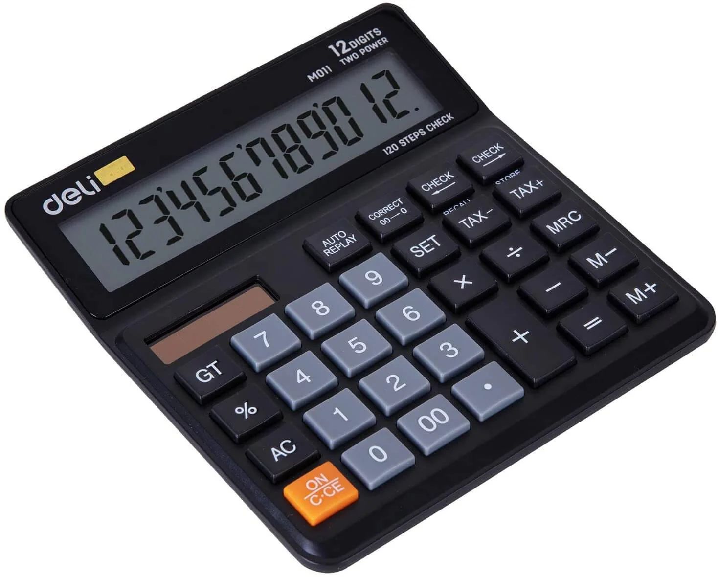 【Deli Official】Deli -Office Supplies Deli Smart  M011 120-Check Tax Calculator 12-Digit  Dual Power Office Desktop Use  Built-in Tax Calculation Keys