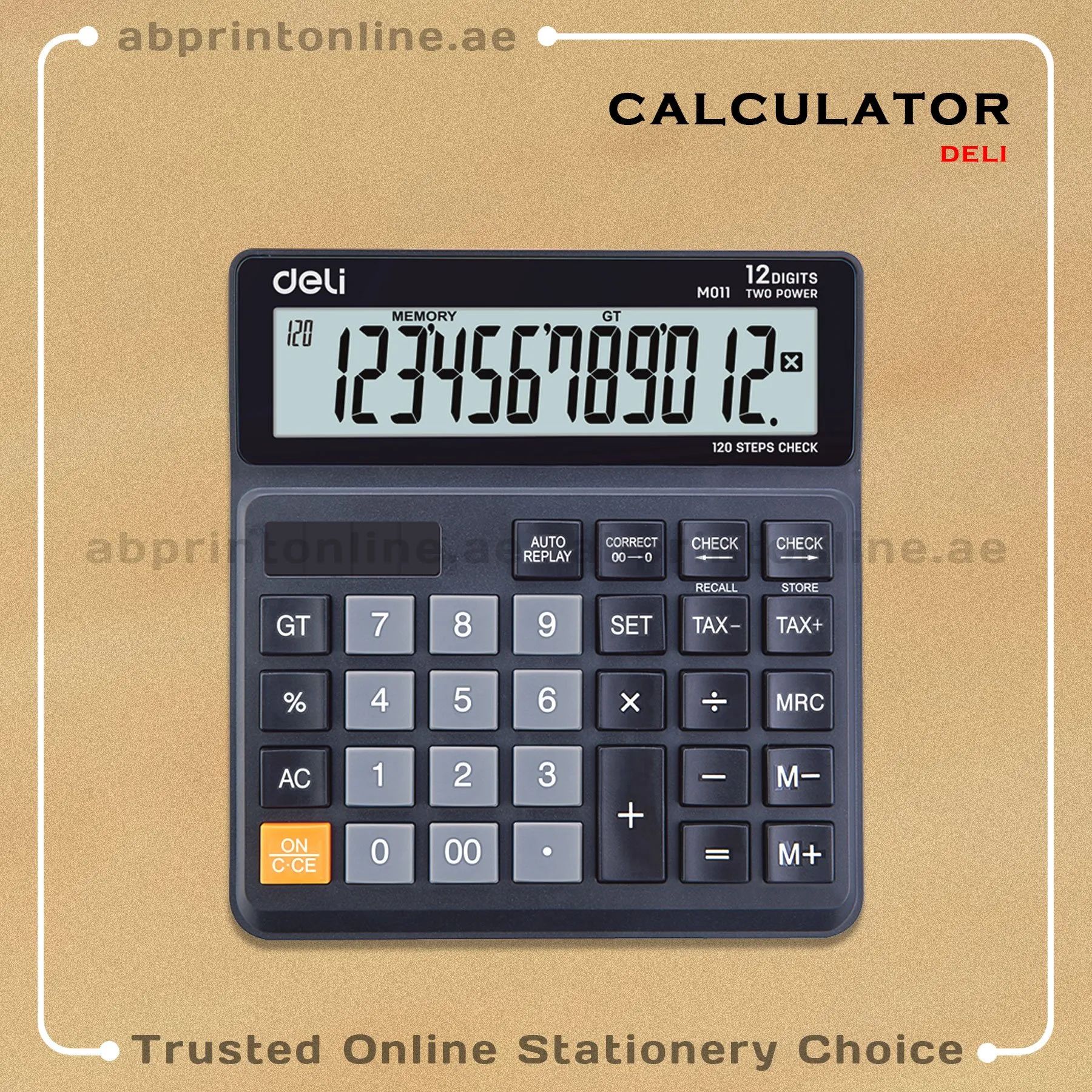 【Deli Official】Deli -Office Supplies Deli Smart  M011 120-Check Tax Calculator 12-Digit  Dual Power Office Desktop Use  Built-in Tax Calculation Keys