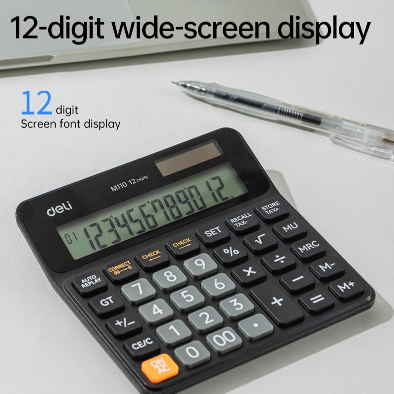 【Deli Official】 Deli -Office Supplies  Deli Smart  EM110 120-Check Tax Calculator 12-DIGIT Built-in Tax Calculation Keys  Business & Math Functions