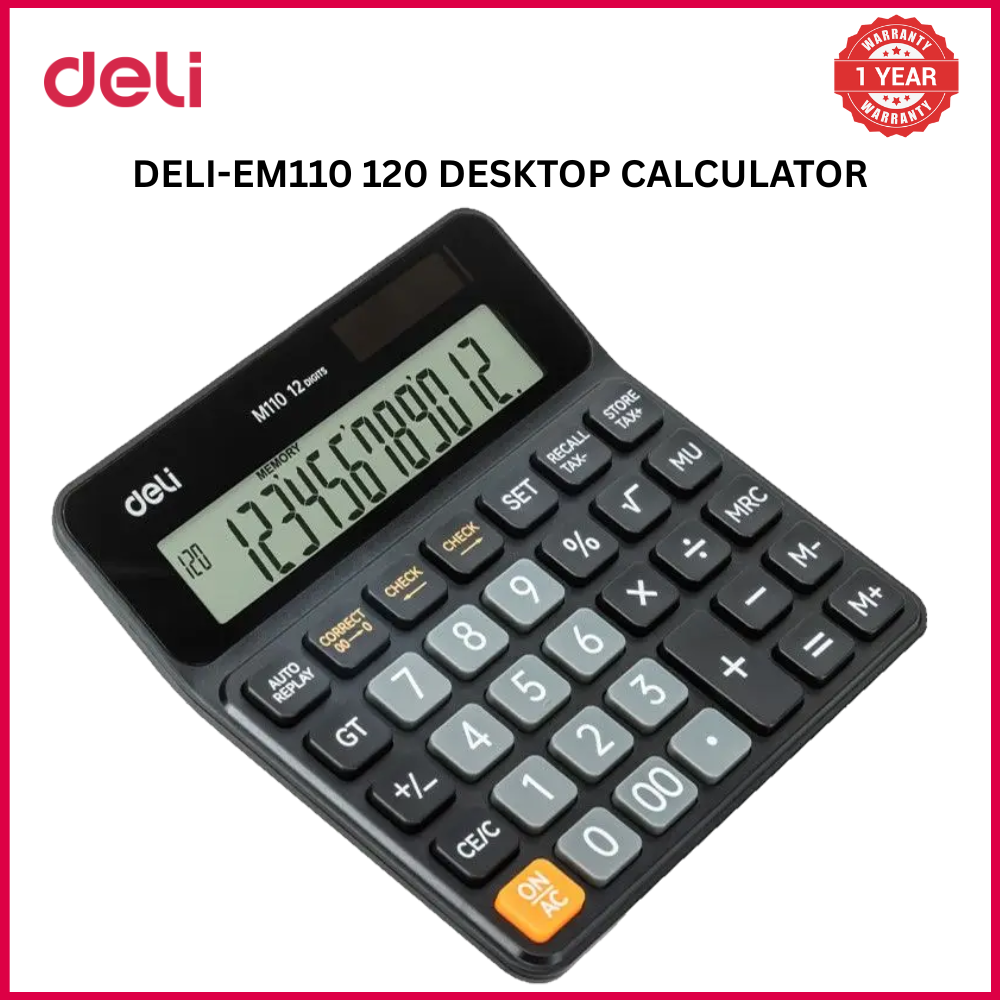 【Deli Official】 Deli -Office Supplies  Deli Smart  EM110 120-Check Tax Calculator 12-DIGIT Built-in Tax Calculation Keys  Business & Math Functions