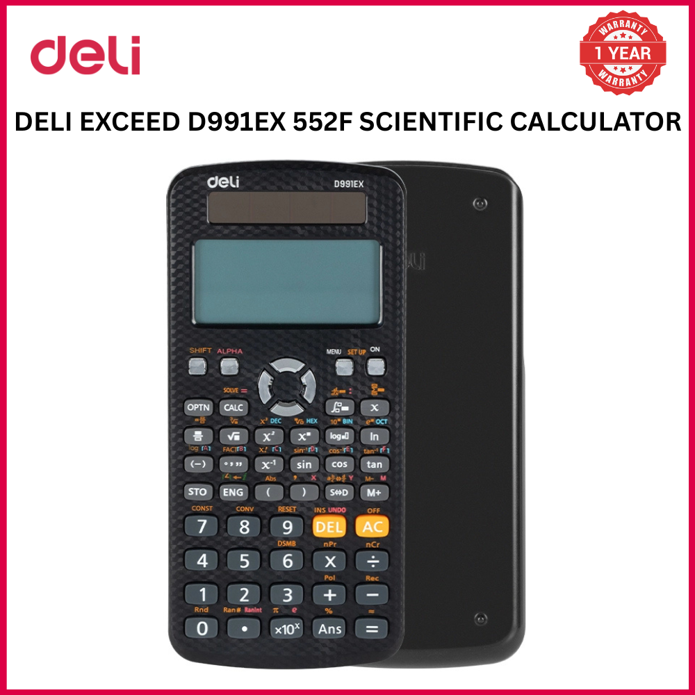 【Deli Official】 DELI-Office Supplies  DELI EXCEED D991EX 552F SCIENTIFIC CALCULATOR - 552 Functions, Exam-Approved, Dual Power , Student/Engineering Use