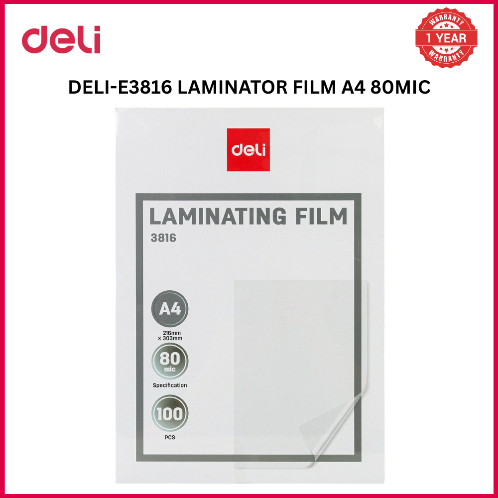 [Anniversary Sale]DELI E3816 LAMINATING POUCHES A4 80MIC. - PKT OF 100'S - High Quality PET/EVA Material Protects Documents from Moisture Dust and Damage Compatible with All Standard Hot Laminator