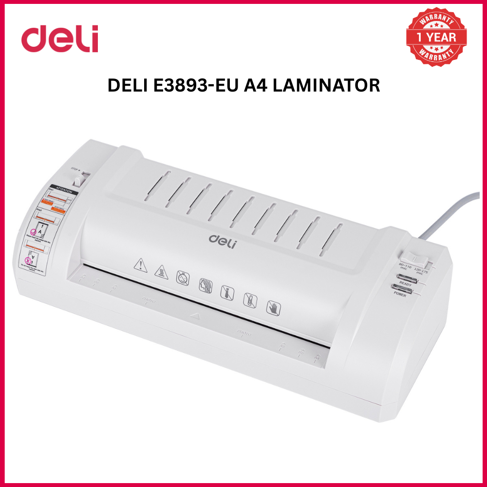 【Deli Official】DELI-Office Equipment DELI E3893-EU A4 Laminator  - Suitable for A4 Documents , High-quality Lamination , Operates Quietly , Supports Pouches Ranging from 80 to 175 microns Reliable