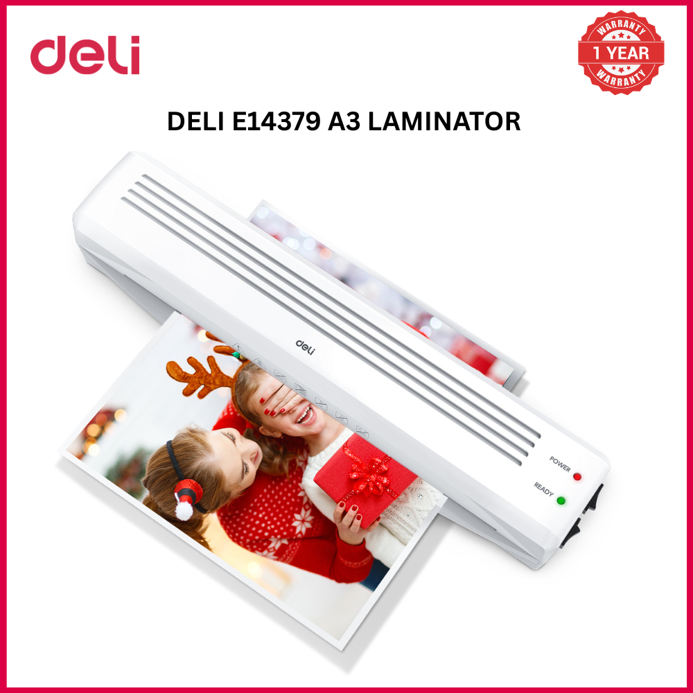 (EXCLUSIVE OFFER)DELI-Office Equipment DELI E14379 A3 LAMINATOR Hot & Cold Laminating Machine for Home & Office Use Compact Design