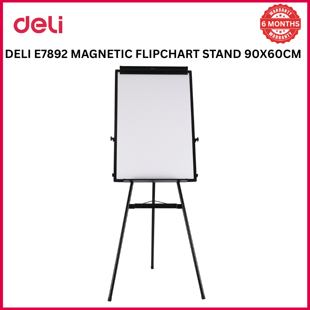 Deli Official】DELI-Office Equipment DELI E7892 Magnetic  Flipchart Stand 90cm x 60cm -  Adjustable Tripod Stand , Portable Design , Foldable Pen Tray
