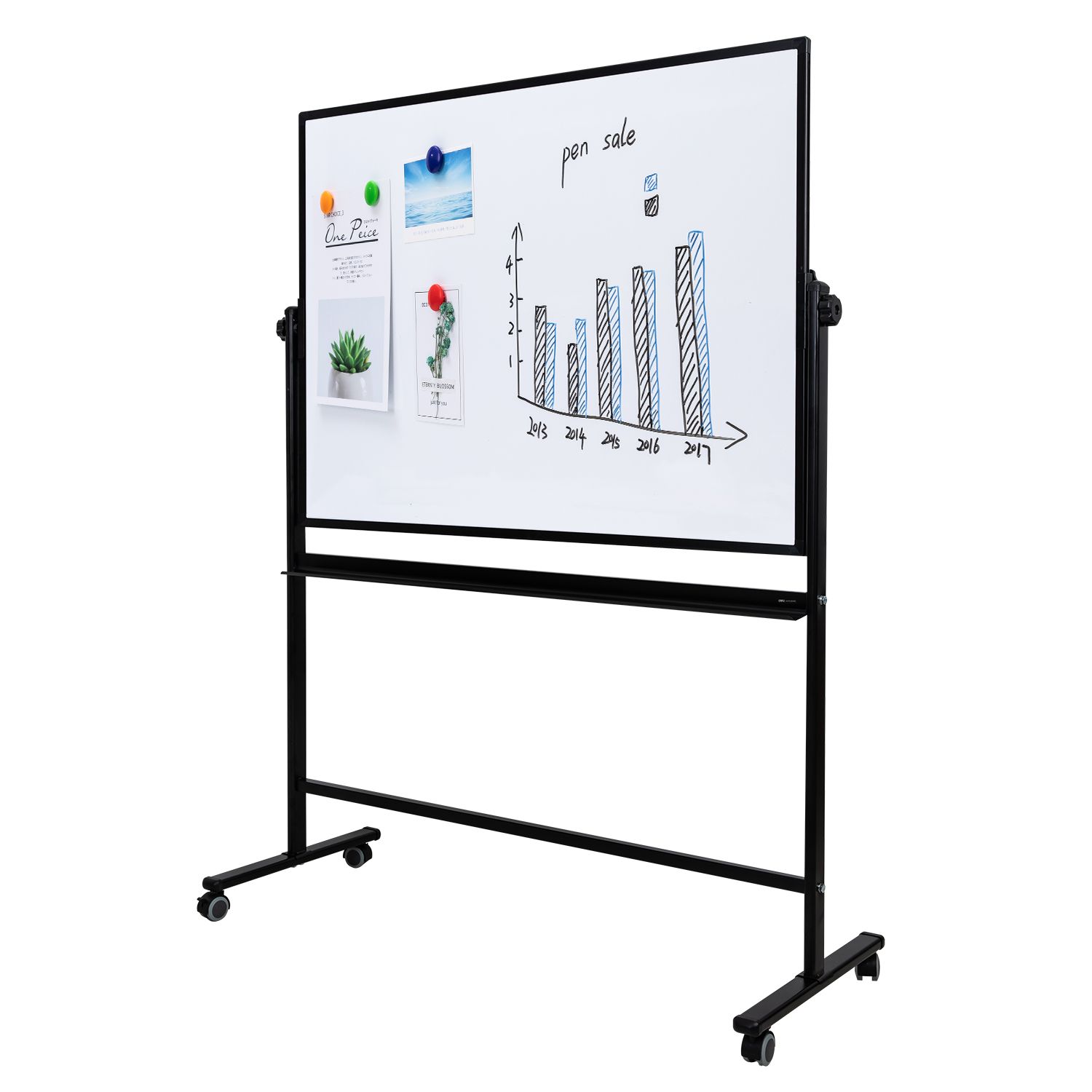 【Deli Official】DELI-Office Equipment DELI E7882 Magnetic Mobile  Whiteboard  4x3FT Adjustable Height Double-Sided Magnetic Surface Easy to Erase