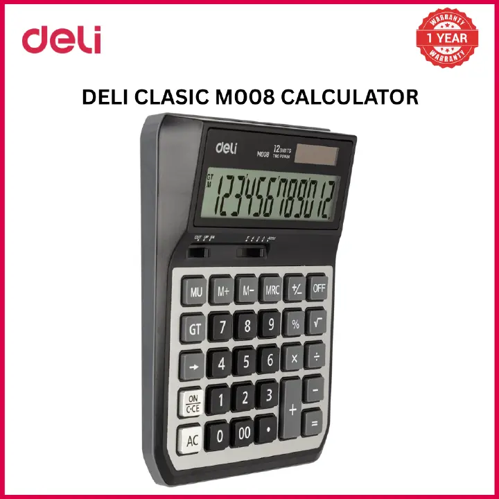 [ Special Deal ]Deli -Office Supplies Deli Classic  M008 Calculator 12-Digit Metal  Dual Power Large and clear LCD