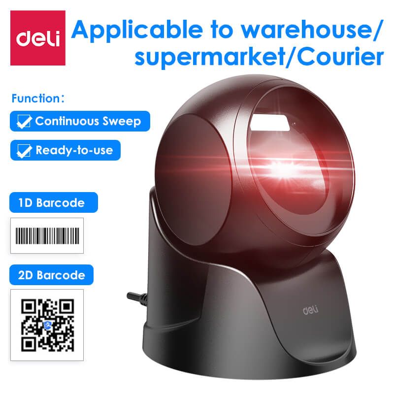 (EXCLUSIVE OFFER)DELI ES231 STAND-TYPE BARCODE SCANNER 1D & 
2D WIRED - Can scan QR Codes