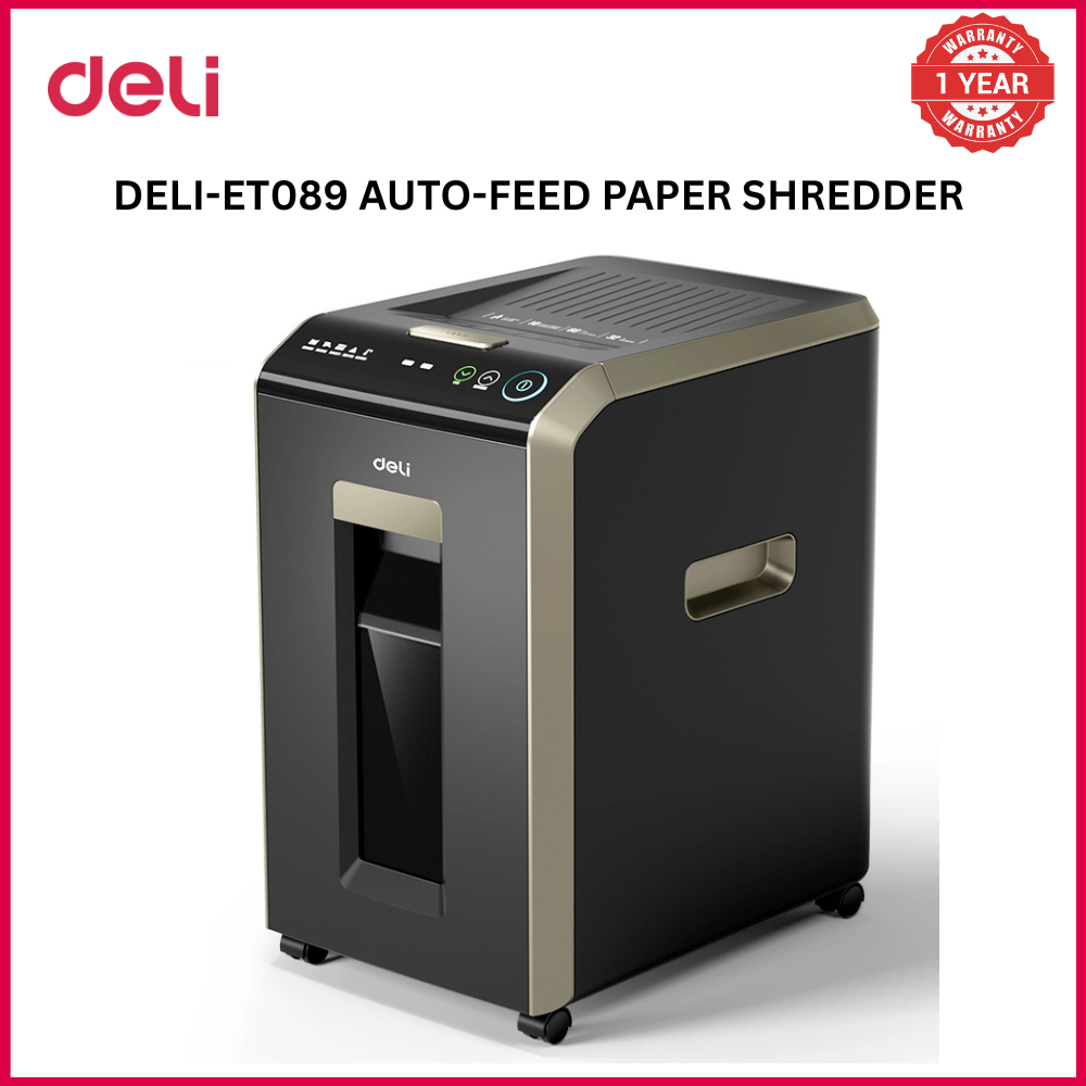 【Deli Official】DELI-Office Equipment DELI T089 Auto-Feed Cross-Cut Shredder- 32 LT/ CC P4/ Auto Feed 150 Sheets (max). Manual Slot up to 12 sheets