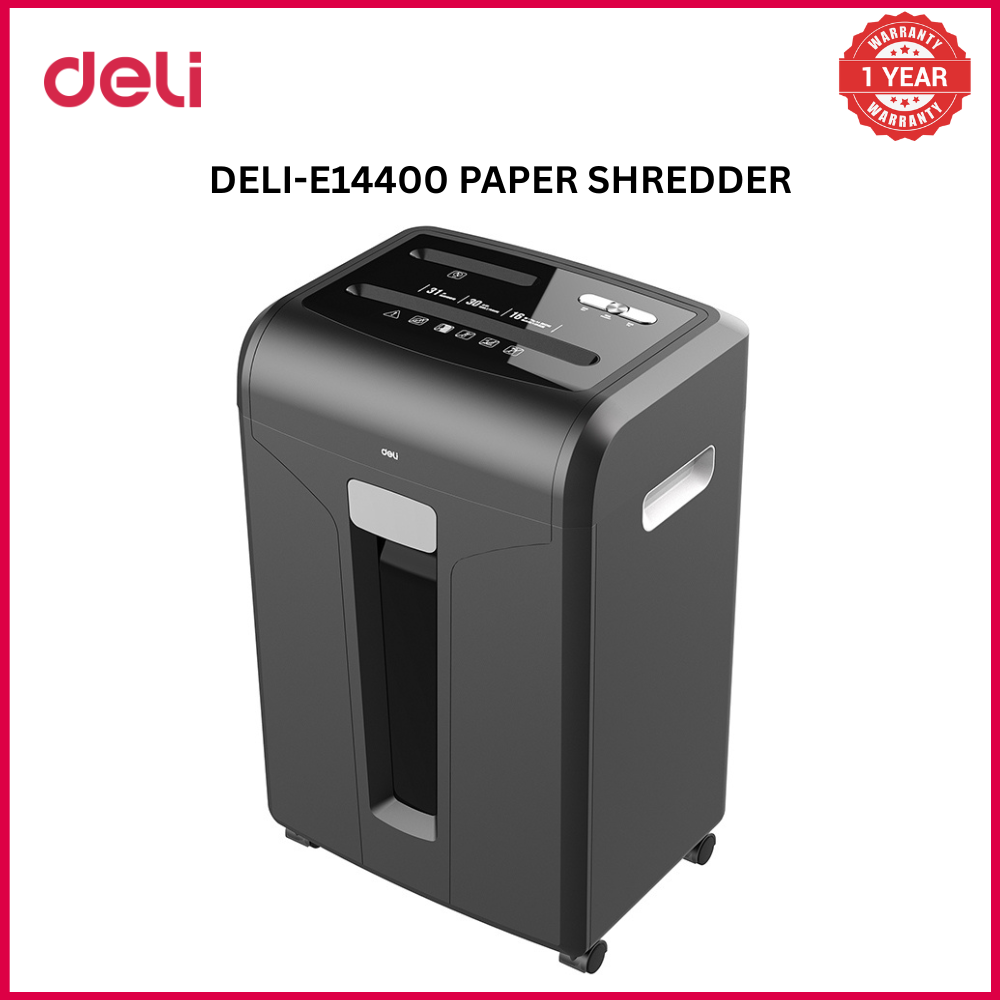 【Deli Official】DELI-Office Equipment DELI E14400 Cross-Cut Shredder - Can Shred: CD/DVD, Paper, Card, Paper Clip, Staples - 16 SHTS/ 31 LT/ CC P4