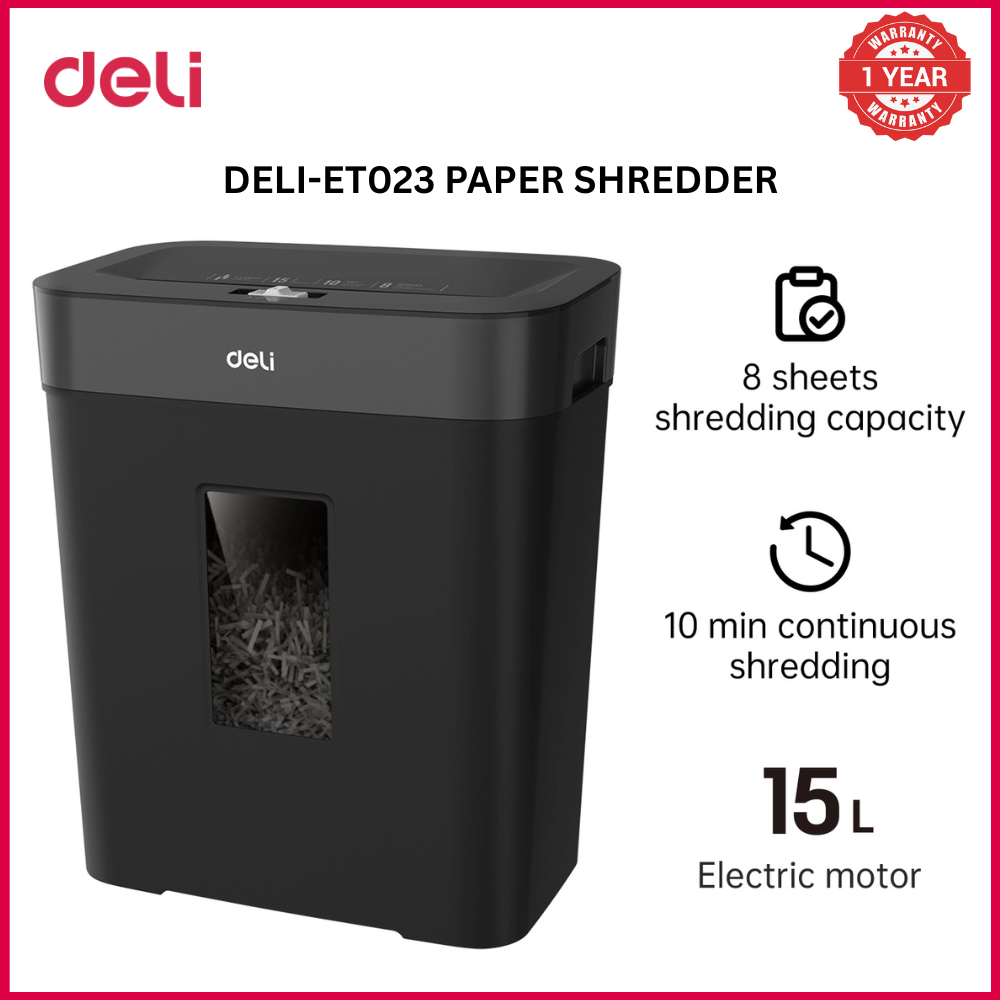 【Deli Official】DELI-Office Equipment DELI T023 Cross-Cut Shredder - 8 SHTS/ 15 LT/ CC 
P4
