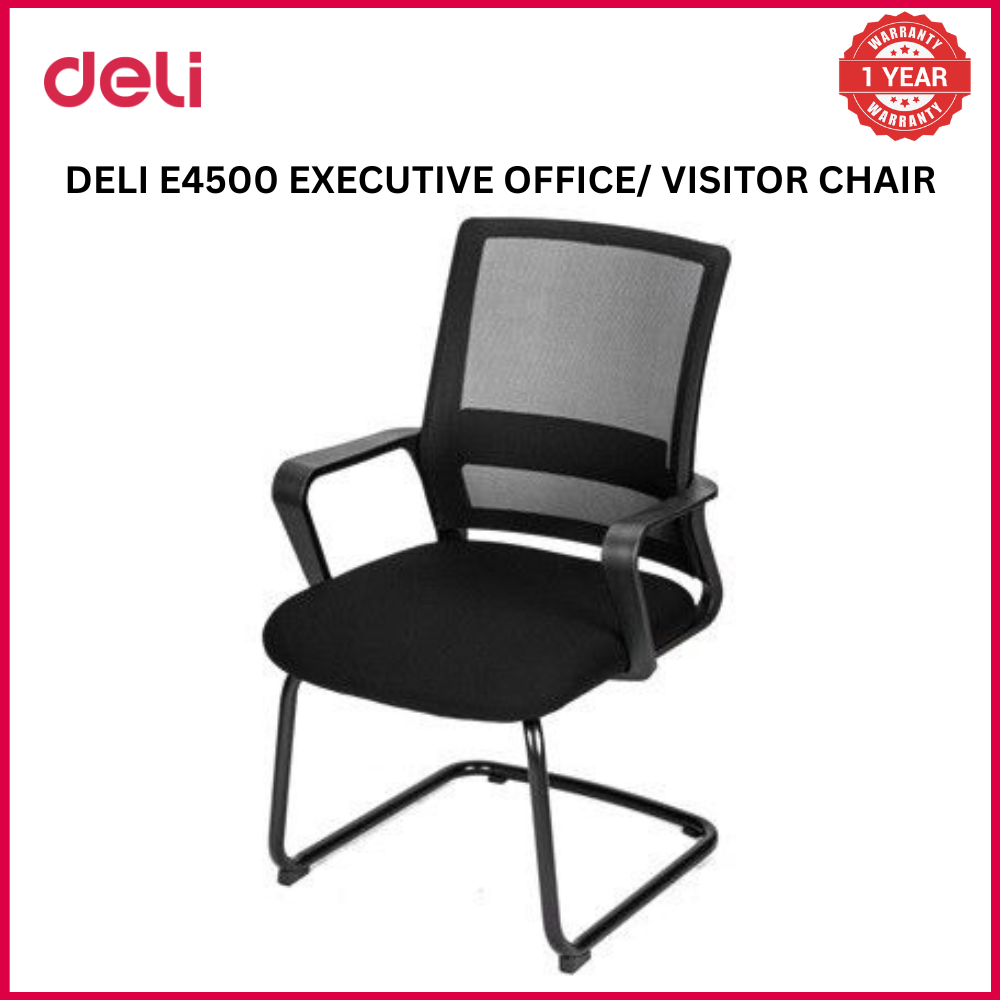 [Special Offer]DELI-Office Furniture DELI E4500 EXECUTIVE MED-BACK MESH CANTILEVER VISITOR CHAIR Ergonomic Design, Fixed Armrests, Durable Steel Frame, and Non-Marking Feet