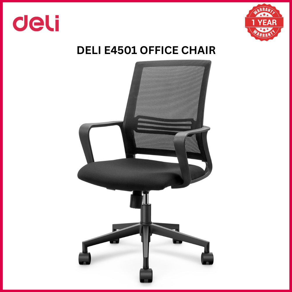 (EXCLUSIVE OFFER)DELI-Office Furniture DELI E4501 FUNCTIONAL MESH TASK MED-BACK OFFICE CHAIR Comfortable, Ergonomic Med-Back Design for Daily Use Adjustable Height