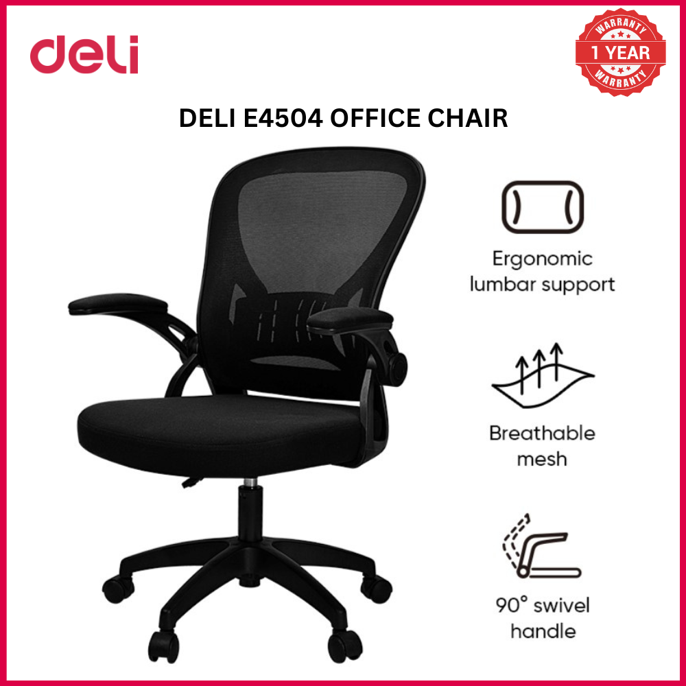 [Limited Sale]DELI-Office Furniture DELI E4504 FUNCTIONAL MESH TASK MED-BACK CHAIR Medium Back, Ergonomic Support, Adjustable Height Sleek and Comfortable Design