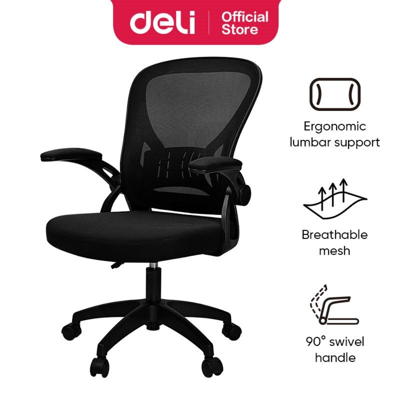 [Limited Sale]DELI-Office Furniture DELI E4504 FUNCTIONAL MESH TASK MED-BACK CHAIR Medium Back, Ergonomic Support, Adjustable Height Sleek and Comfortable Design