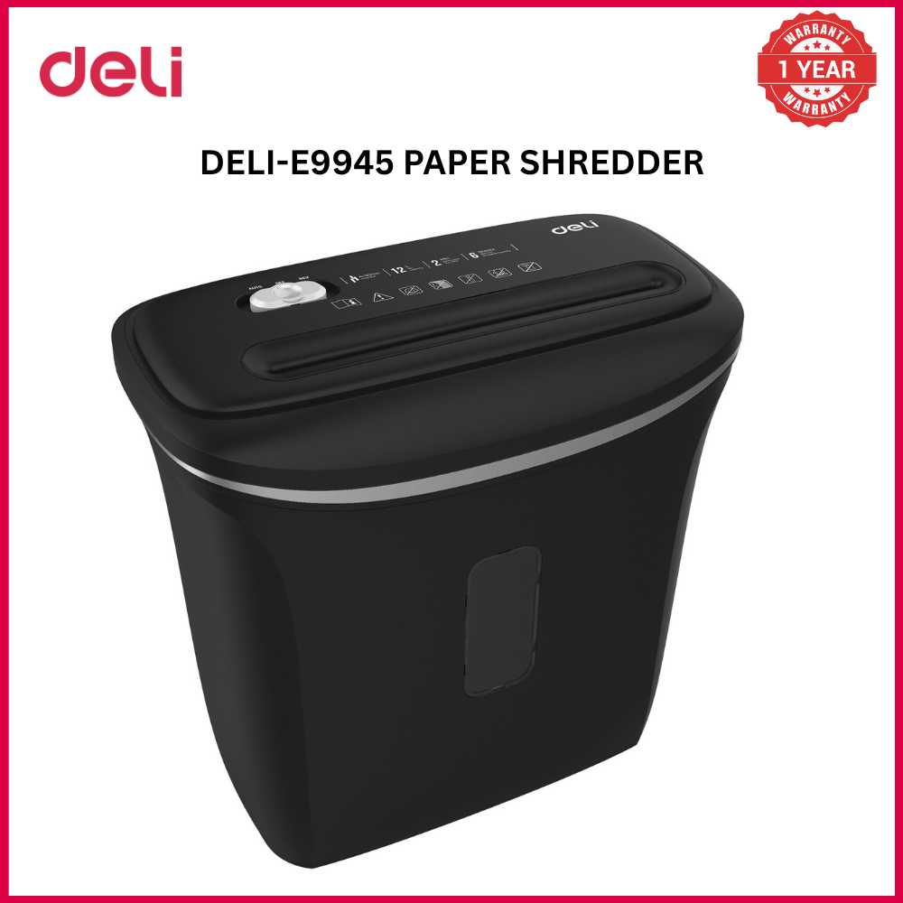 【Deli Official】 DELI-Office Equipment DELI E9945 Cross-Cut Shredder - 6 SHTS/ 12 LT/CC P4