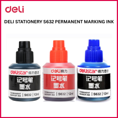 【Deli Official】DELI Stationery S632 Permanent Marking Ink (3pcs) - Suitable for All Refillable Marker Pens, No Blocking, No Leakage, High Quality