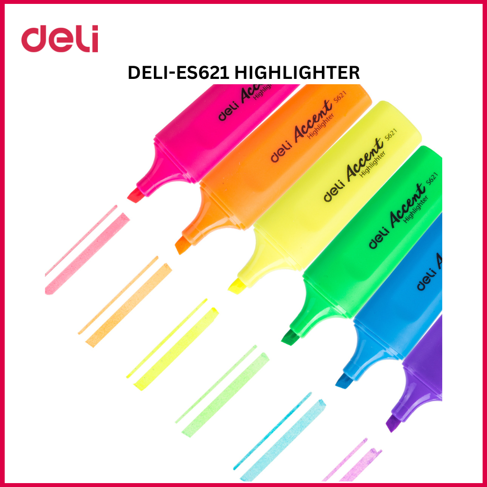 (EXCLUSIVE OFFER)DELI Stationery DELI S621 Accent Highlighter - Orange Chisel Tip Quick-Dry Fluorescent Ink Non-Toxic Ideal for School Office & Study Use