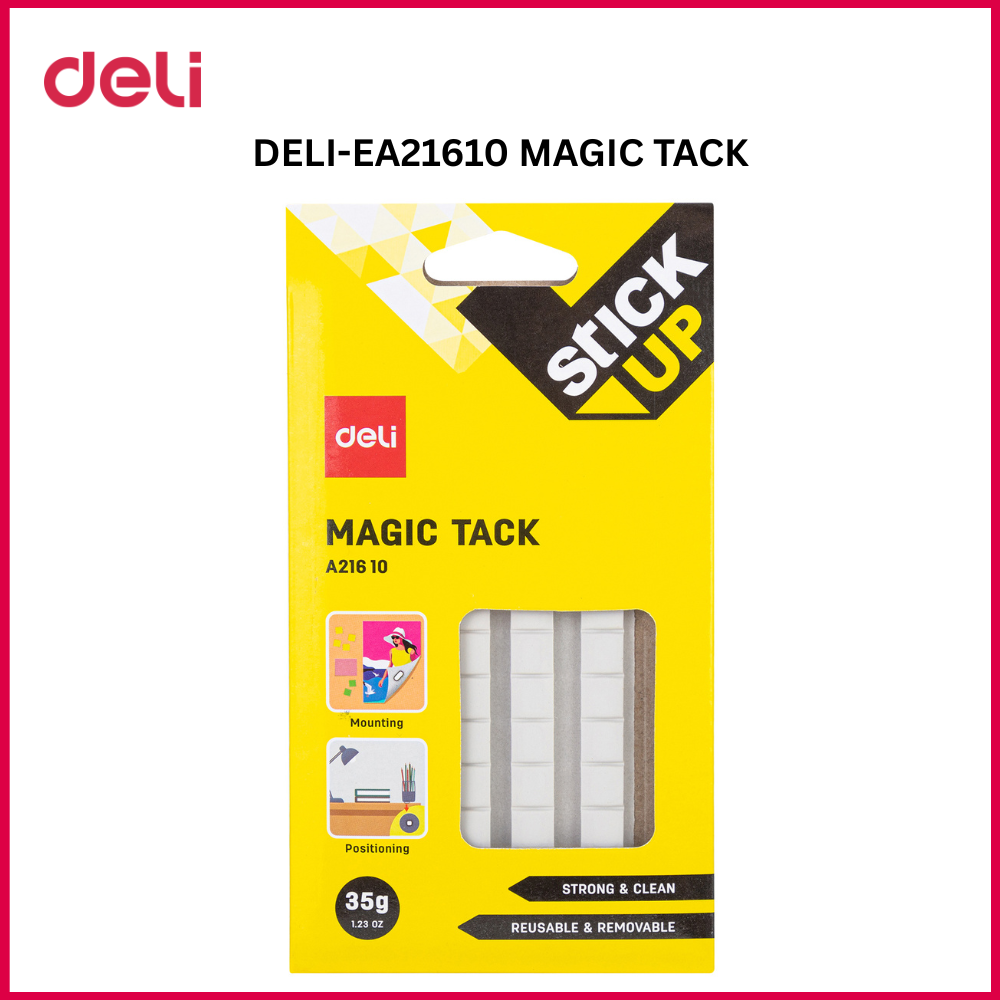 (EXCLUSIVE OFFER)DELI A21610 MAGIC TACK 35G Reusable Adhesive Putty  No Residue Easy to Use Non-Toxic Safe for Home Office School Use Ideal for Temporary Displays