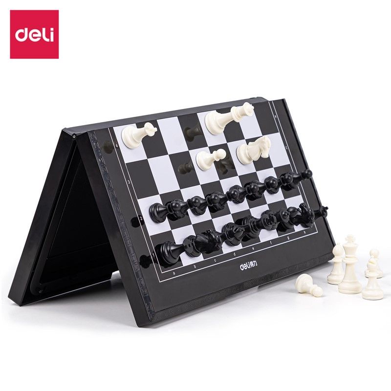 【Deli Official】 Deli-Office Supplies Deli 6758 Magnetic Chess - Magnetic Pieces No More Disruptions  Foldable & Portable Design  Durable Build Kid-Friendly Design