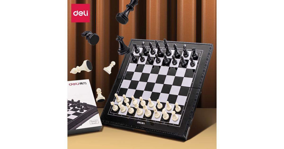 【Deli Official】 Deli-Office Supplies Deli 6758 Magnetic Chess - Magnetic Pieces No More Disruptions  Foldable & Portable Design  Durable Build Kid-Friendly Design